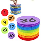 Carpet Spot Sit Markers,ForTomorrow 36 Pack 4" Classroom Sitting Carpet Spots with Numbers 1-36,Floor Rug Circles Marker Dots for Preschool,Kindergarten, Elementary Te(Assorted Colors 4 inch, 36 Pack)