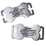 LuckyPet Slide-On Bone Pet ID Tags, Personalized Dog and Cat Tags, Silent, Chew-Proof Stainless Steel Collar Tags, Custom Engraved, Medium-fits 5/8 inch Collars, Open Ends