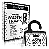 Clothing Moth Traps - 8 Pack - Non Toxic Moth Traps for Clothes with Pheromone Attractant - Odorless Sticky Traps for Closet, Carpets