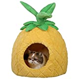 PetnPurr Pineapple Pet Bed for Cats, Puppy and Small Dogs in Super Plush Self-Warming Material – Soft Cushion, Fun Design, Private Cat Cave and Dog House