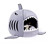 sanvpwsan Shark-Shaped House Pet Bed for One Cushion and One Warm Kennels, Cat Bed Small Cat and Dog Cave Comfort Bed, Removable Pet Bed(Light Grey)