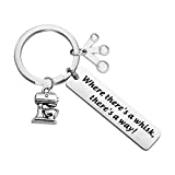 MYOSPARK Baker Gift Where There's A Whisk There's A Way Baking Bracelet With Measuring Spoons Mixer Cupcake Charms Kitchen Gift for Baker Chef Graduation Gift (Baker Keychain)