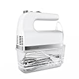 SHARDOR Hand Mixer, 350W Handheld Mixer with Storage Case 5-Speed Plus Turbo Hand Mixer Electric With 5 Stainless Steel Attachments(2 Beaters, 2 Dough Hooks and 1 Whisk), White