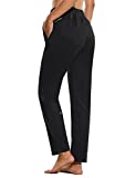 BALEAF Women's Fleece Sweatpants Track Pants Zipper Pockets Warm Winter Sports Running Hiking Black S