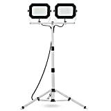 20000 Lumen Work Lights with Stand, 200W Dual Head LED Work Light, Waterproof Lamp with Individual Switch, Adjustable Metal Telescoping Tripod 10Ft Power Cord UFOND