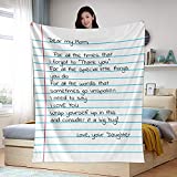 Blanket Love Letter to My Mom from Daughter Air Mail Throw Blankets for Couch Sofa Bed Supersoft Flannel Throws Birthday Indoor Home Size 50x60inch