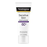 Neutrogena Sensitive Skin Mineral Sunscreen Lotion with Broad Spectrum SPF 60+ & Zinc Oxide, Water-Resistant, Hypoallergenic, Fragrance- & Oil-Free Gentle Sunscreen Formula, 3 fl. oz