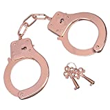 Bedsecret Handcuffs Double Lock with Two Handcuff Keys Costume Accessory Cosplay Pretend Play Metal Hand Cuffs (Rose Gold)