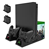 Cooling Stand for Xbox One/for Xbox One S/for Xbox One X Console and Controllers, Vertical Charging Stand Accessories with 2 Cooling Fans,600 mAh Batteries ,LED Indicators and Games Storage