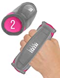 Nicole Miller Hand Weights 4 LB Set with Comfy Hand Straps for Walking, Jogging, Running Gray/Pink