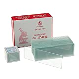 HUAREW 50 Pcs Pre-Cleaned Microscope Slides and 100 Pcs Ground Edge Pre-Cleaned Microscope Cover Glasses with 4 Plastic Droppers