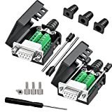 JUXINICE 2PCS DB9 Female adapters DIY rs485 RS232 9 pin Serial Cable, RS232 D-SUB 9 Serial Solderless Adapters Connector Breakout Board Bolts or Nuts (2PCS Females)