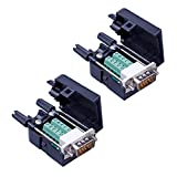 Anmbest 2PCS DB9 Solderless RS232 D-SUB Serial to 9-pin Port Terminal Male Adapter Connector Breakout Board with Case Long Bolts Tail Pipe (2PCS Male)