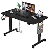 MAIDeSITe DeSK Electric Standing Desk, 55x 28 Inch Height Adjustable Desk, Splice Board Sit Stand Desk Home Office Stand Up Desk Ergonomic Desks with USB Charging Port (Black Frame + Black Top)