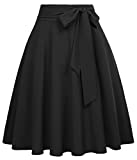 Belle Poque Women's High Waisted A Line Street Skirt Pleated Midi Skirt Black-1 Size S BP561-1