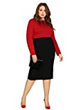 SheIn Women's Plus Below Knee Plaid Print Stretch Bodycon Midi Office Pencil Skirt Black 3X-Large Plus