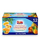 Dole Fruit Bowls Peaches, Mandarin Oranges & Cherry Mixed Fruit Variety Pack, No Sugar Added, Gluten Free Snack, 4 Oz, 12 Total Cups