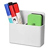 CaseBot Magnetic Dry Erase Marker Holder, Pen and Eraser Holder for Whiteboard, Magnet Pencil Cup Storage Organizer for School, Office, Home, Fridge, Locker and Metal Cabinets, White