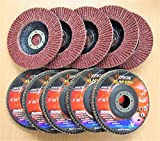 PNSSL Lot of (10) Aluminum Oxide Flap Disc Grinding Wheel 4-1/2"x7/8", 36 Grit