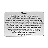 PLITI To My Son Wallet Card Proud of You Gifts I Closed My Eyes for A Moment Engraved Wallet Card for Son Anniversary Gifts for Men (closed eye son)