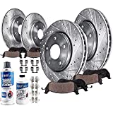 Detroit Axle - Front Rear Drilled and Slotted Rotor + Ceramic Brake Pad w/Hardware Replacement for 2013-2018 Nissan Altima Sedan - 10pc Set