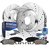 Detroit Axle - 10.20" Front Brakes Replacement for Buick Skylark Chevrolet Beretta Cavalier Olds Achieva Grand Am Sunfire - Disc Rotors, Ceramic Brake Pads (Drilled and Slotted Performance)