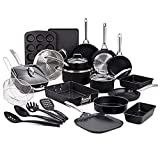 Ivation 25-Piece Cookware and Bakeware Set | Nonstick, Ceramic-Coated, Induction-Ready, Non-Toxic Kitchen Collection with Pots, Pans, Baking Sheets, Lids, Stay-Cool Handles & Utensils | Color: Black