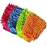 Aeroway Chenille Microfiber Premium Scratch-Free Car Wash Mitt - Double Sided, 4 Pack, 4 Color,Regular Size