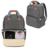 Luxja Breast Pump Backpack with Compartments for Cooler Bag and Laptop, Breast Pump Bag Suitable for Working Mothers (Fits Most Major Breast Pump), Gray