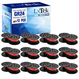 LxTek Replacement for GR24 Universal Twin Spool Calculator Ribbon use with Nukote BR80c, Sharp El 1197 P III, Porelon 11216, Dataproducts R3027 (Black/red, 12-Pack) Tray
