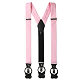 Jacob Alexander Men's Polka Dot Y-Back Suspenders Braces Convertible Leather Ends and Clips - Light Pink