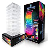 Glowblocks Light-Up Tumbling Tower Game, First Ever LED Toppling Building Blocks Stacking Game, Tumble Tower Indoor Board Games for Kids and Adults with Flashing Lights for Family Game Night