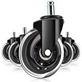 Office Chair Wheels – 5 pcs Chair Casters - Wheels for Office Chairs – Durable and Sturdy Bearings – Polyurethane Coating for Smooth and Silent Rolling – All Floor Types – Universal Design