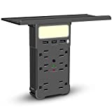 Multi Plug Outlet with Night Light, 6 Outlet Extender with 3 USB Charging Ports (1 USB C), 1728J Surge Protector Socket Shelf, Wide Spaced Wall Outlet Expander Power Strip, ETL Listed, Black