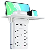 Outlet Extender Shelf, NESSTU 3 USB Charging Ports & 6 AC Outlet Removable Wall Socket Outlet Shelf for Bathroom & Kitchen, Surge Protector Wall Outlet Plug Extender Christmas Clearance