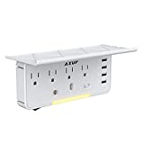 Outlet Shelf - AXUF Surge Protector Wall Outlet, Electrical Outlet Extenders & 4 USB Charging Ports, with Removable Built-in Shelf and Smart Night Light (4AC Outlet)