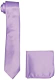 Stacy Adams Men's Satin Solid Tie Set, Lilac, One Size