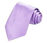 TIE G Solid Color Satin Mens Ties Woven Silky Touch 3.35" Neck Tie in Gift Box (Lilac/Lavender 4064)