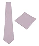 Mens Solid Linen Tie Set : Slim Necktie with Matching Pocket Square (Dusty Lilac)
