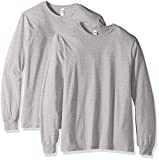 Fruit of the Loom Men's Lightweight Cotton Tees (Short & Long, Long Sleeve-2 Pack-Heather Grey, Medium