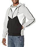 Lacoste Men's Long Full Zip Sweatshirt with Sleeve Taping, Silver Chine/Black-White, L