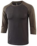 KNQR Men's Quick Dry 3/4 Raglan Sleeve Active Outdoor Hiking Baseball T Shirts Black Carbon/Military XXL