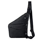 Fashion Left/Right Hand Shoulder Crossbody Bag, Sling Backpack ,Multifunction Crossbody Bag for Outdoor Cycling Hiking Travel (Black, Right Hand)