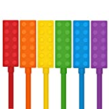 Chewable Pencil Toppers for Sensory Kids Boys and Girls (6 Pack), Silicone Rainbow Chew Toys for Chewers with Special Oral Motor Needs, Chewing Brick Tools Fidget Stim Toy for Autism Children Student