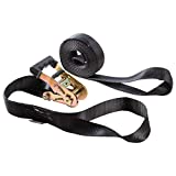 AUGO Heavy Duty Ratchet Strap with Loop Ends 2pk | 15ft Tie Down System Safely Secures Loads Up to 2,200 Lbs | Versatile Patent-Pending Design |1.5” Webbing & Unique Loop Style Anchors—No Hooks Needed