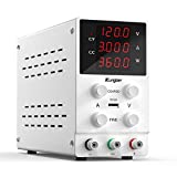 Kungber Lab DC Power Supply Variable, 120V 3A Adjustable Switching Regulated DC Bench Linear Power Supply with 4-Digits LED Display 5V/2A USB Interface, Coarse and Fine Adjustment with Alligator Lead