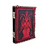 Premium Vintage Handmade Leather Journal Emboss Sigil of Baphomet Bafomet Lord Satan Satanic Idol. Notebook Book of Shadows Travel Diary 8x6 in Black Red