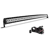 AUTOSAVER88 52 Inch LED Light Bar 500W, Curved LED Work Light 4D 50000LM - LED Offroad Driving Light IP 68 with 10ft Wiring Harness Fog Lamp for Trucks Jeep Boating Spot & Flood Combo Beam Light Bar