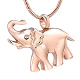 Imrsanl Elephant Cremation Jewelry for Ashes Pendant Pet Keepsake Memorial Urns Necklace Jewelry for Men/Women (Rose Gold)