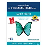 Hammermill 107681 Laser Print Office Paper, 3-Hole Punch, 98 Brightness, 24Lb, LTR, White, 500/Rm